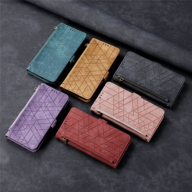 Geometric Zipper Wallet Side Buckle Leather Phone Case, Series 6