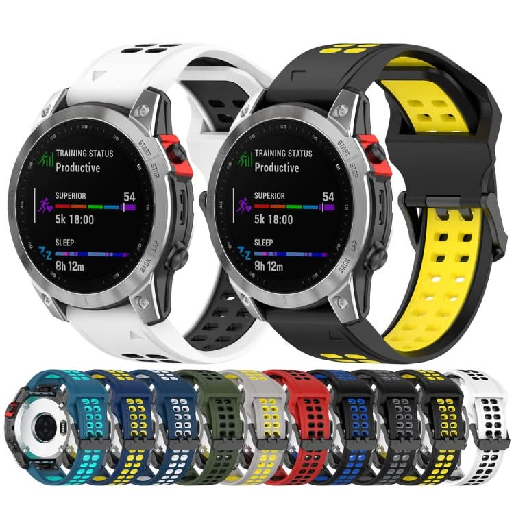 Two Color Reverse Buckle 22mm Silicone Watch Band, Series 1