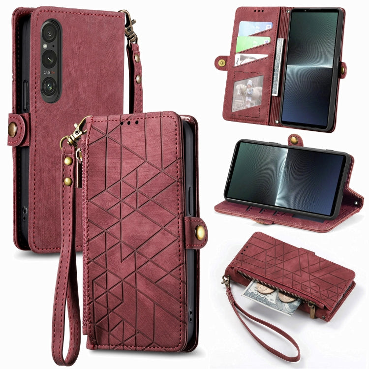 Geometric Zipper Wallet Side Buckle Leather Phone Case, Series 3