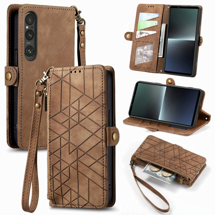 Geometric Zipper Wallet Side Buckle Leather Phone Case, Series 3