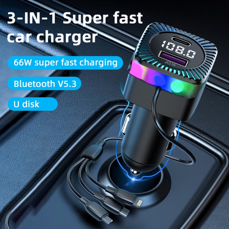 CS5 Car 3 in 1 Bluetooth 5.3 MP3 Player FM Transmitter Charger with Cable ÎҵÄÉ̵ê