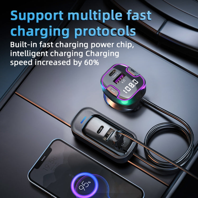 CS6 Portable Rear Seat Extended Car Charger Multi-Port Fast Charger