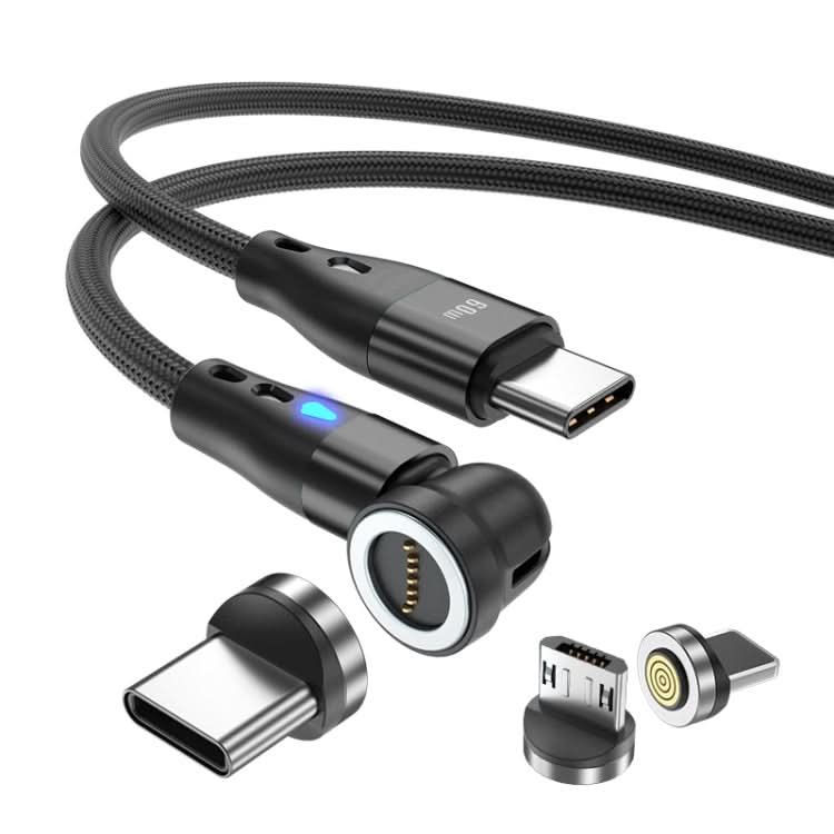 ENKAY PD60W Type-C to Type-C / 8 Pin / Micro USB Magnetic 540 Degrees Rotating Fast Charging Cable