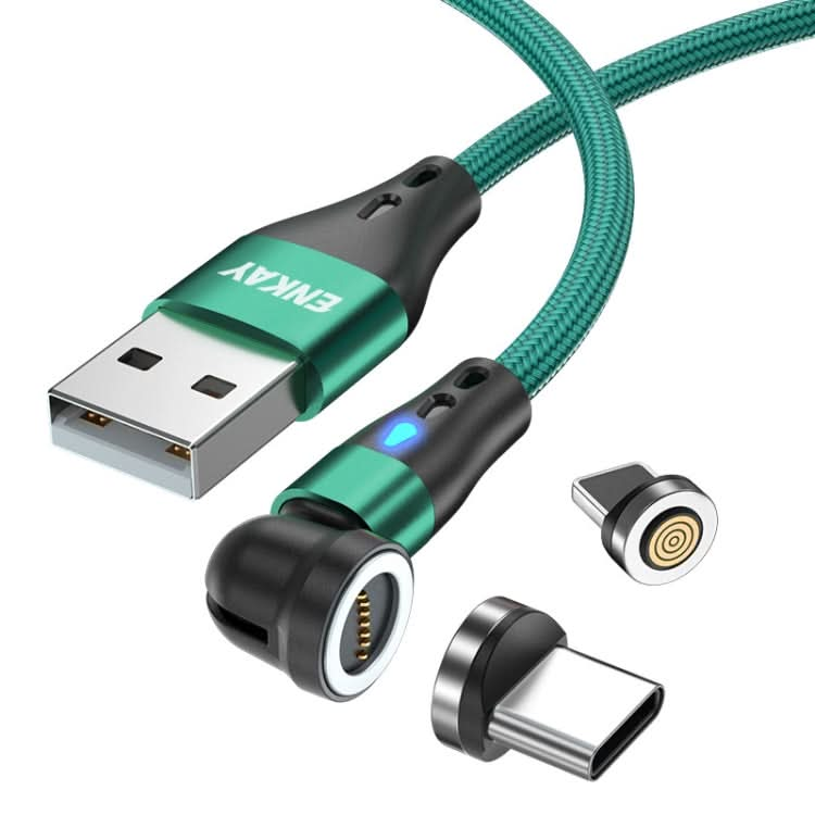 ENKAY 3A USB to Type-C / 8 Pin Magnetic 540 Degrees Rotating Fast Charging Cable