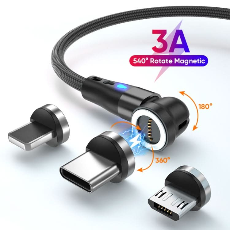 ENKAY 3 in 1 3A USB to Type-C / 8 Pin / Micro USB Magnetic 540 Degrees Rotating Fast Charging Cable