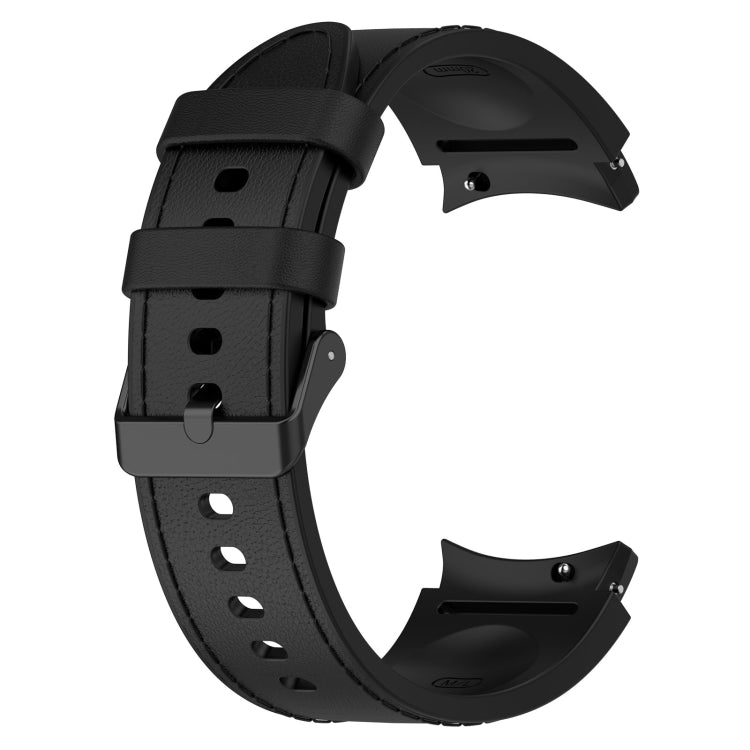 Silicone Leather Black Buckle Watch Band, Size:S