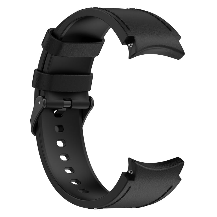 Silicone Leather Black Buckle Watch Band, Size:S