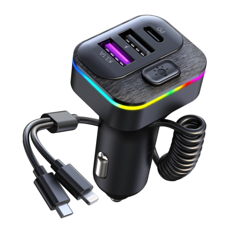 K12 With Type-C / 8-Pin Charging Cable Phone Fast Charging Adapter 2 USB + 1 Type-C PD Car Charger ÎҵÄÉ̵ê