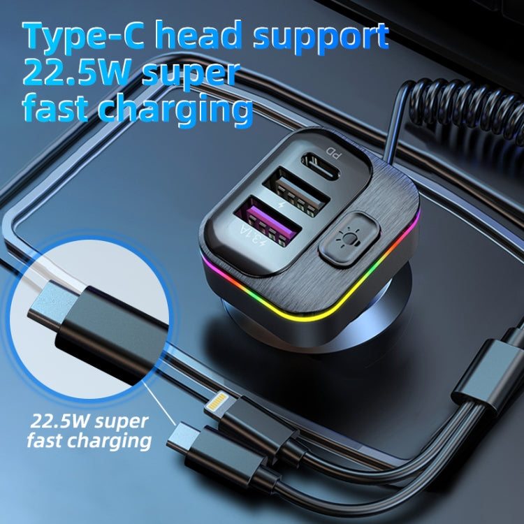 K12 With Type-C / 8-Pin Charging Cable Phone Fast Charging Adapter 2 USB + 1 Type-C PD Car Charger ÎҵÄÉ̵ê