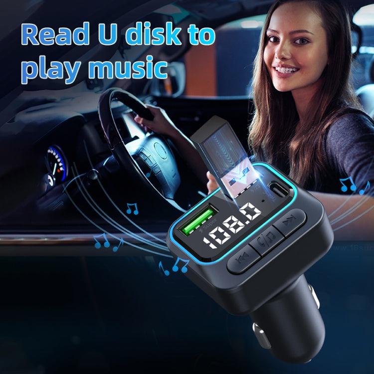 C40 Type-C + Dual USB QC3.0 Car Charger Bluetooth Hands-free Call Adapter Car MP3 Music Player