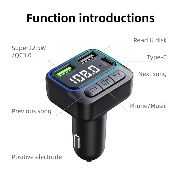 C40 Type-C + Dual USB QC3.0 Car Charger Bluetooth Hands-free Call Adapter Car MP3 Music Player ÎҵÄÉ̵ê