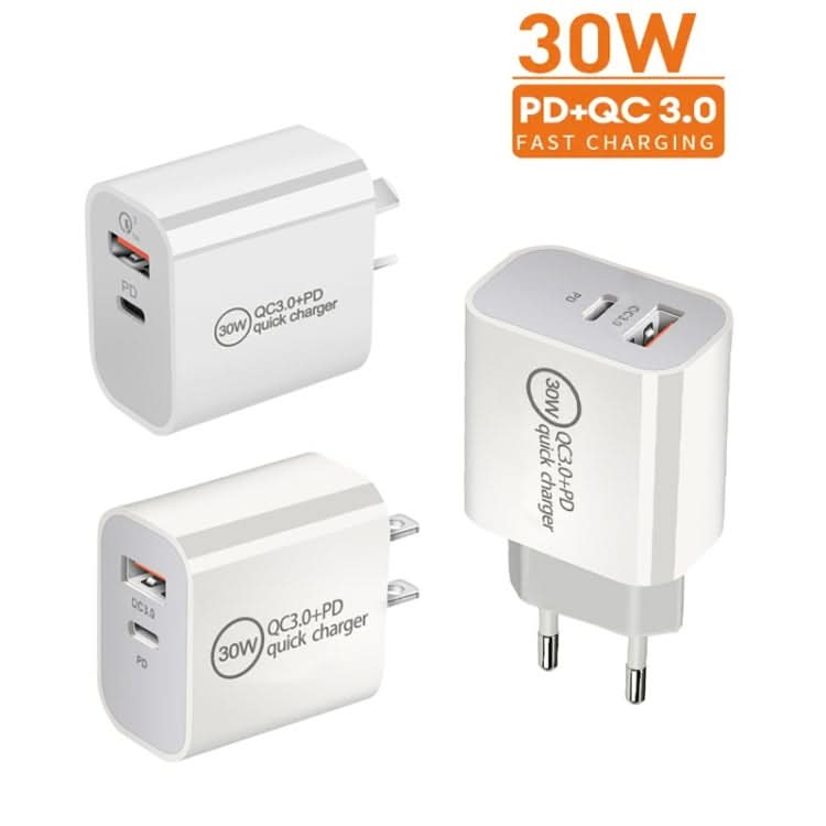 PD30W USB-C / Type-C + QC3.0 USB Dual Port Charger