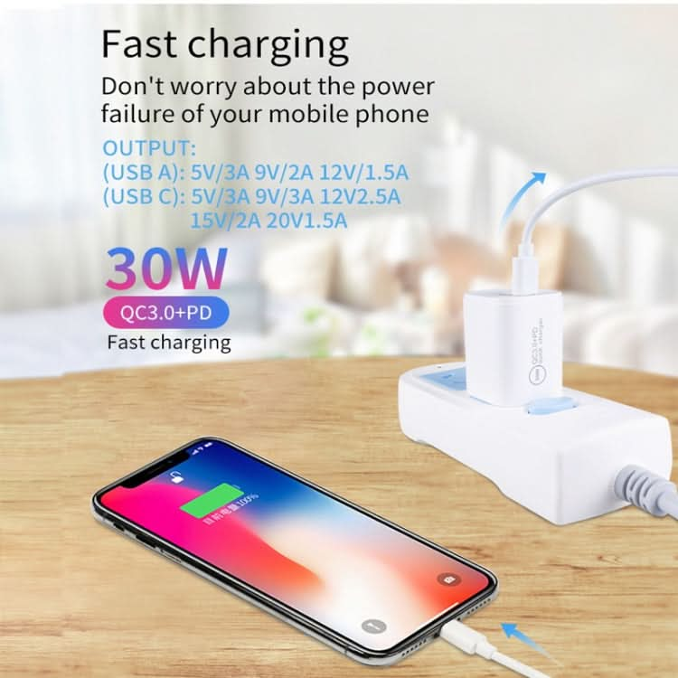 PD30W USB-C / Type-C + QC3.0 USB Dual Port Charger