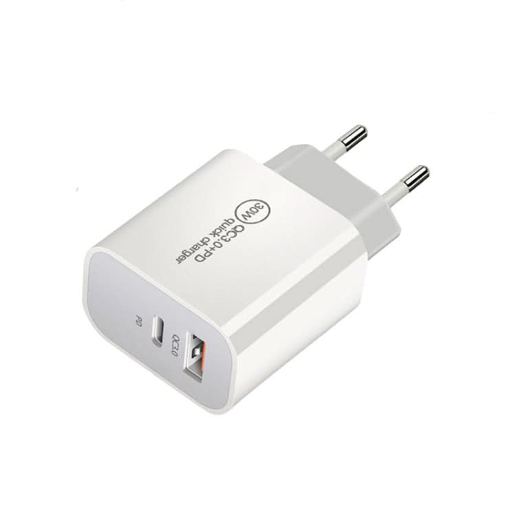 PD30W USB-C / Type-C + QC3.0 USB Dual Port Charger with 1m Type-C to 8 Pin Data Cable