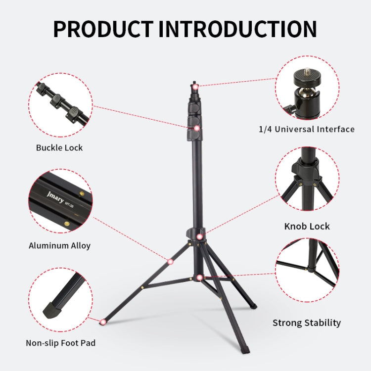 JMARY MT38 Travel Tripod Phone Holder 1.68m Telescopic Vlogging Camera Mount Tripod Stand