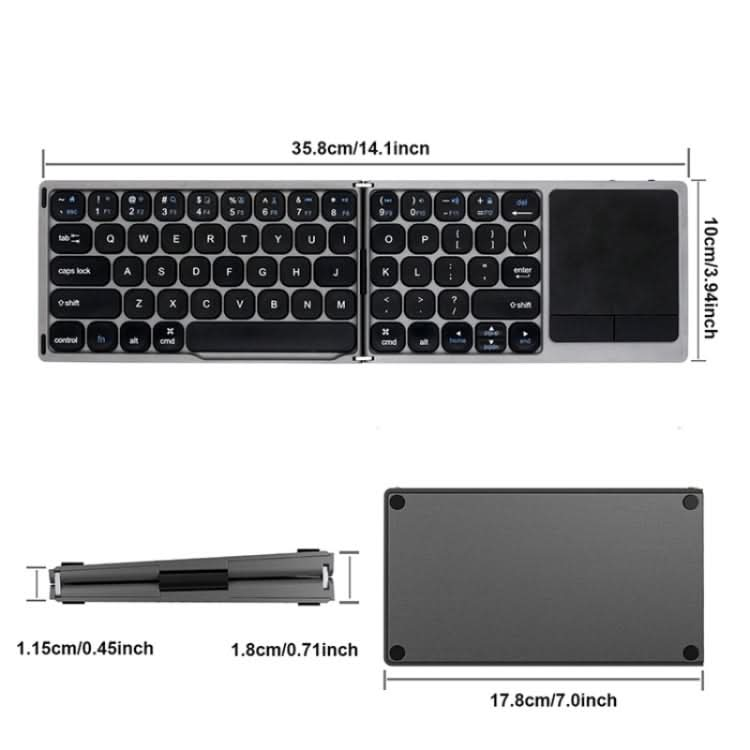 FK328T Cell Phone Tablet Laptop Wireless Bluetooth Keyboard Portable 3-Folded Keyboard My Store