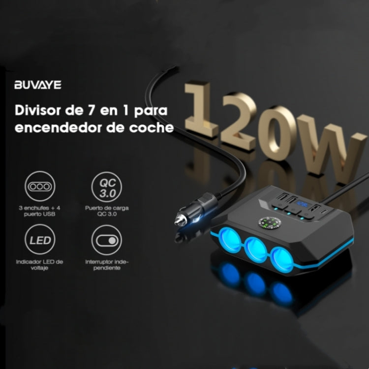 TR-52 With LED Voltage Display QC3.0 Car Fast Charging 3 Socket Adapter ÎҵÄÉ̵ê