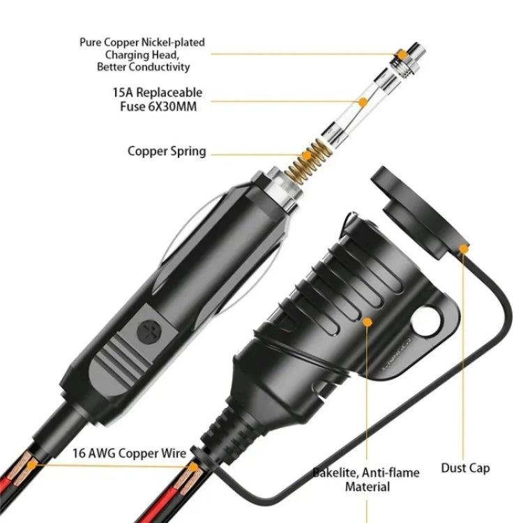 TR-29 Car Cigarette Lighter Extension Cord Male Plug to Female Socket with 16AWG Extender Cable ÎҵÄÉ̵ê