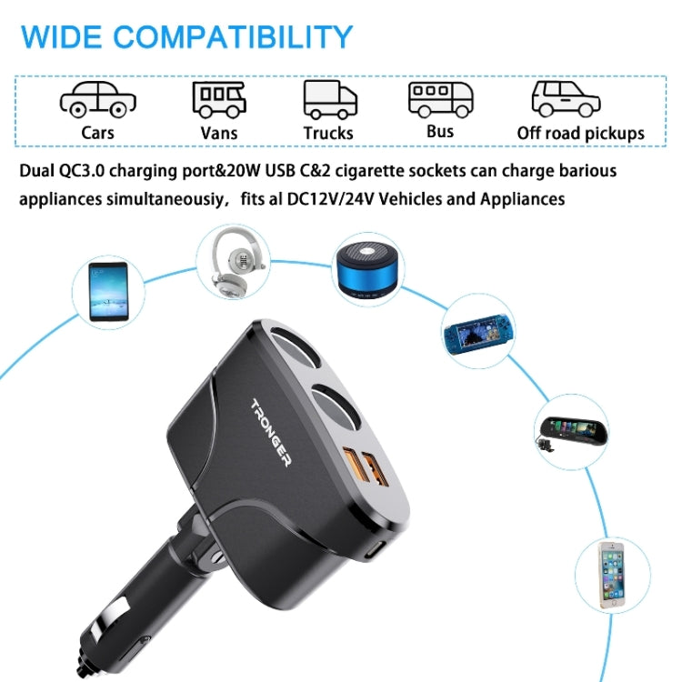 TR-35 Cigarette Lighter Sockets PD Fast Charging Type-C Dual USB QC 3.0 Charger ÎҵÄÉ̵ê