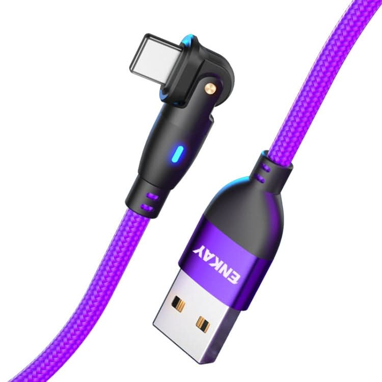 ENKAY 180 Degrees Rotating USB to 8 Pin Charging Data Cable with LED Light