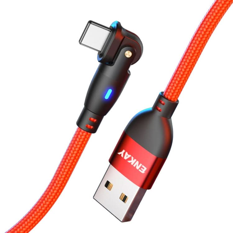 ENKAY 180 Degrees Rotating USB to 8 Pin Charging Data Cable with LED Light