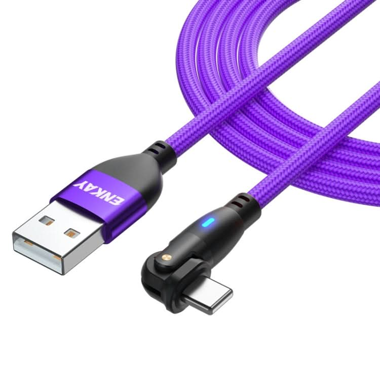 ENKAY 180 Degrees Rotating USB to 8 Pin Charging Data Cable with LED Light