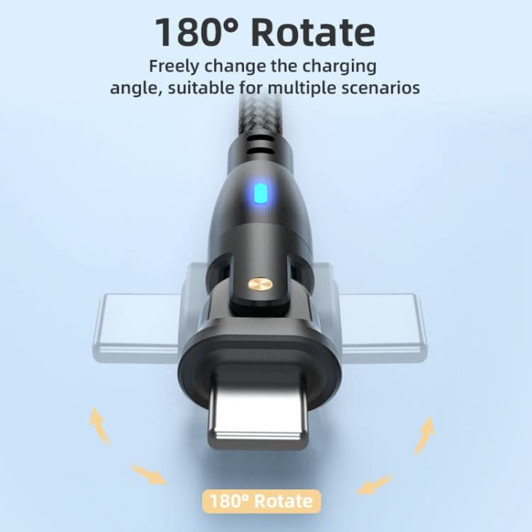 ENKAY 180 Degrees Rotating USB to 8 Pin Charging Data Cable with LED Light