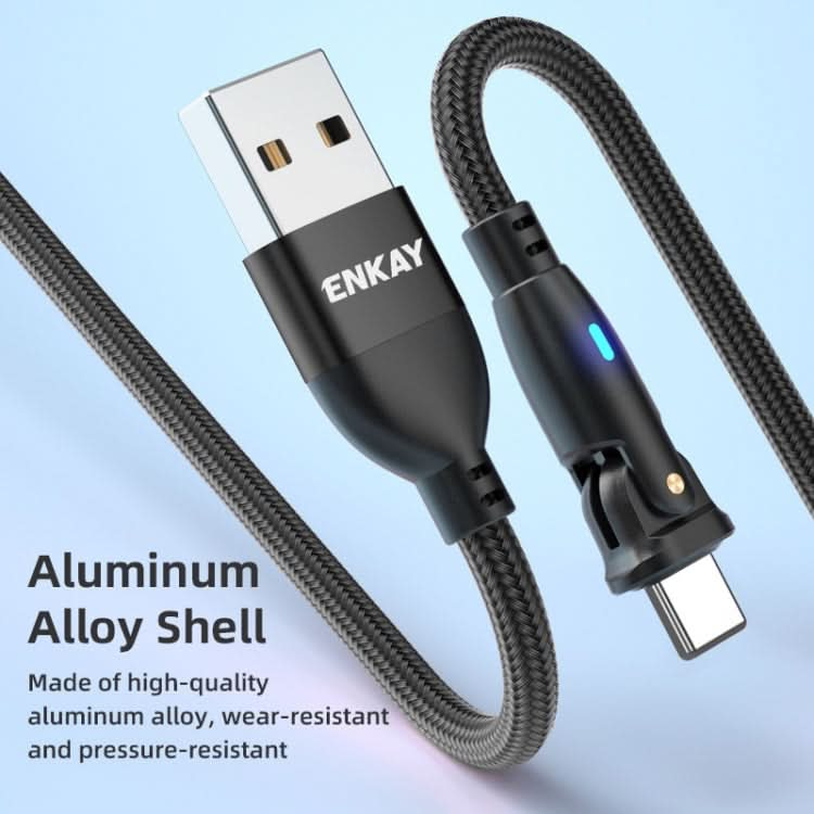 ENKAY 180 Degrees Rotating USB to 8 Pin Charging Data Cable with LED Light