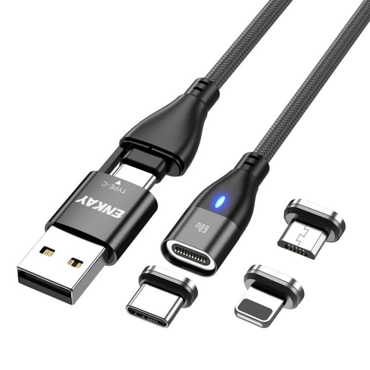 ENKAY 6-in-1 PD60W USB-A / Type-C to Type-C / 8 Pin / Micro USB Magnetic Fast Charging Cable