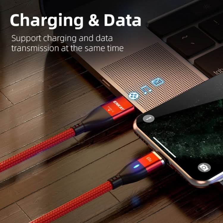 ENKAY 6-in-1 PD60W USB-A / Type-C to Type-C / 8 Pin / Micro USB Magnetic Fast Charging Cable