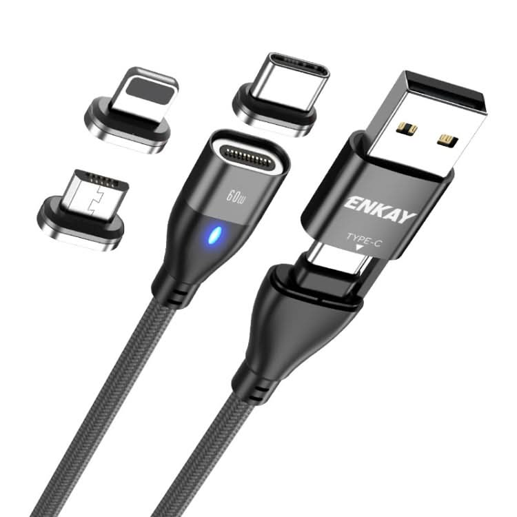 ENKAY 6-in-1 PD60W USB-A / Type-C to Type-C / 8 Pin / Micro USB Magnetic Fast Charging Cable