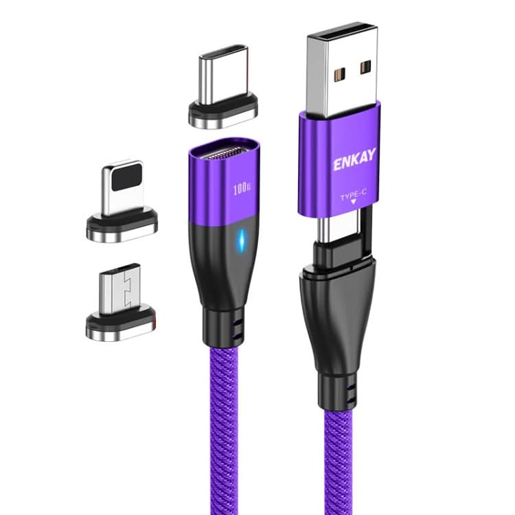 ENKAY 6-in-1 PD100W USB-A / Type-C to Type-C / 8 Pin / Micro USB Magnetic Fast Charging Cable