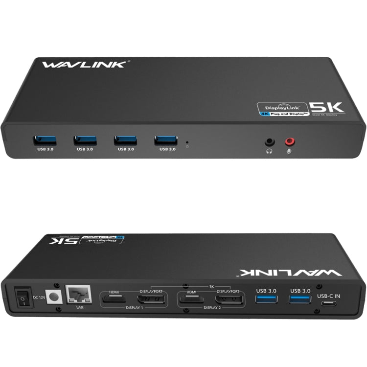 Wavlink UG69DK1 5K Type-C Dual Display USB 3.0 Video Gigabit Ethernet HDMI Docking Station