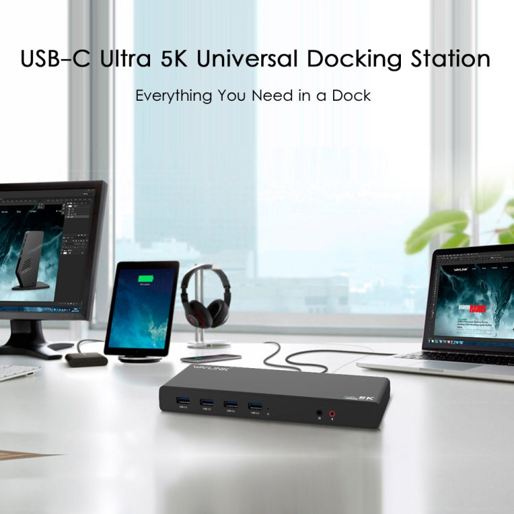 Wavlink UG69DK1 5K Type-C Dual Display USB 3.0 Video Gigabit Ethernet HDMI Docking Station