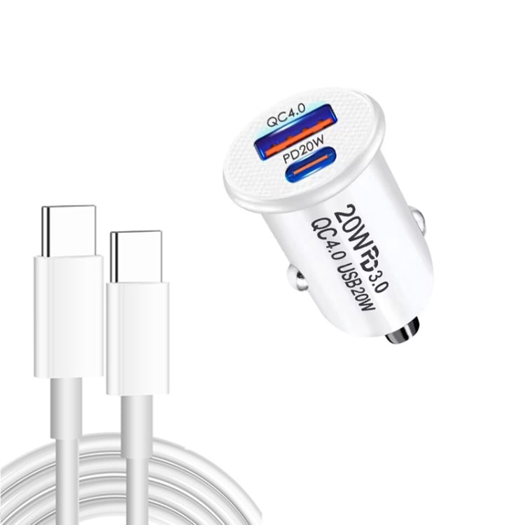 P10 Mini QC4.0 USB / PD20W Car Charger with Type-C to Type-C Fast Charging Data Cable ÎҵÄÉ̵ê