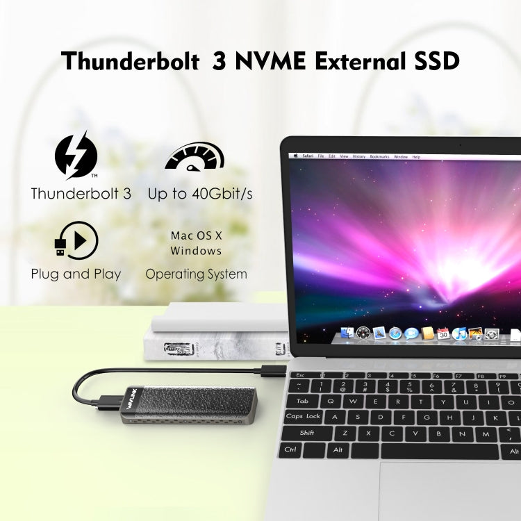 Wavlink UTE02 Thunderbolt 3 NVME M.2 Solid State Leather Metal SSD External Hard Drive Box