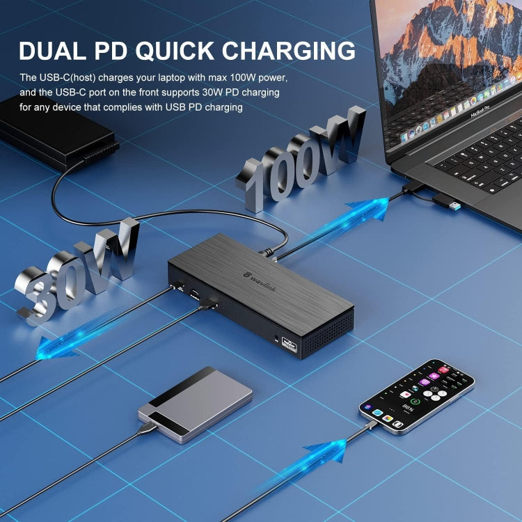 Wavlink UG69PD8 100W PD 18 in 1 Type-C Dock Compatible Type-C Universal Docking Station