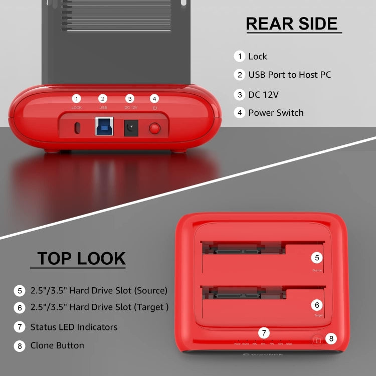 Wavlink ST341U Dual Bay External Hard Drive Docking Station Support Offline Clone Function My Store