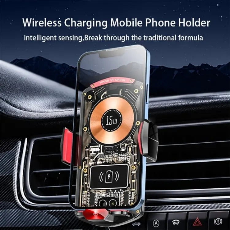 A6 Car Automatic Clamping Phone Holder 15W Magnetic Wireless Charger