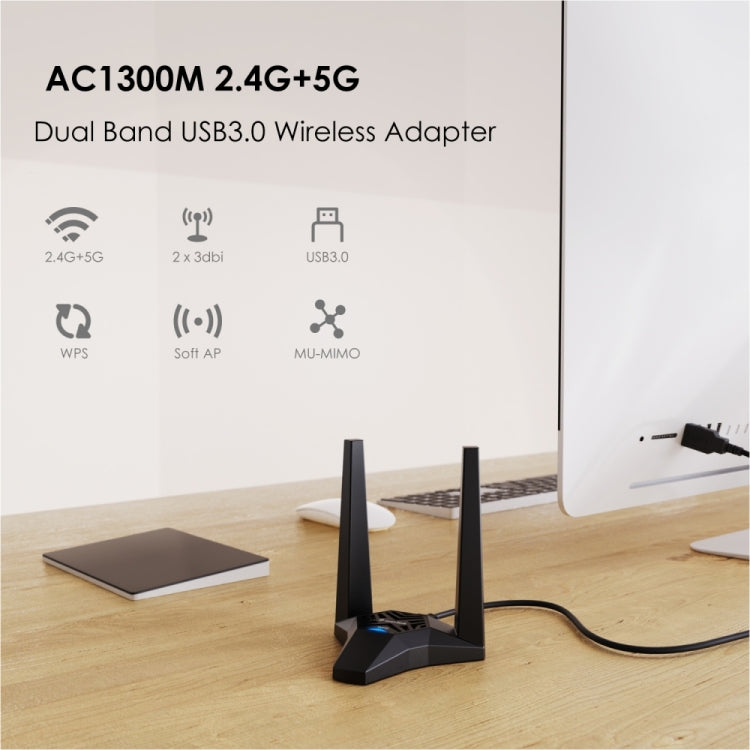 WAVLINK WN692A3 Lag-Free Gaming High Speed AC1300M Wireless Dual Band USB 3.0 Adapter