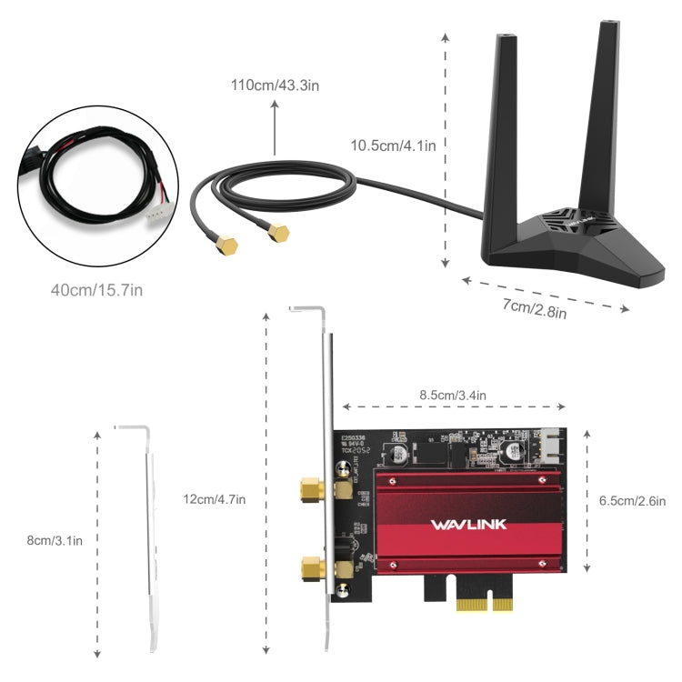 WAVLINK WN675X2-PCIE AX3000 PCIe WiFi Network Card 3000Mbps Tri-band Wireless Adapter