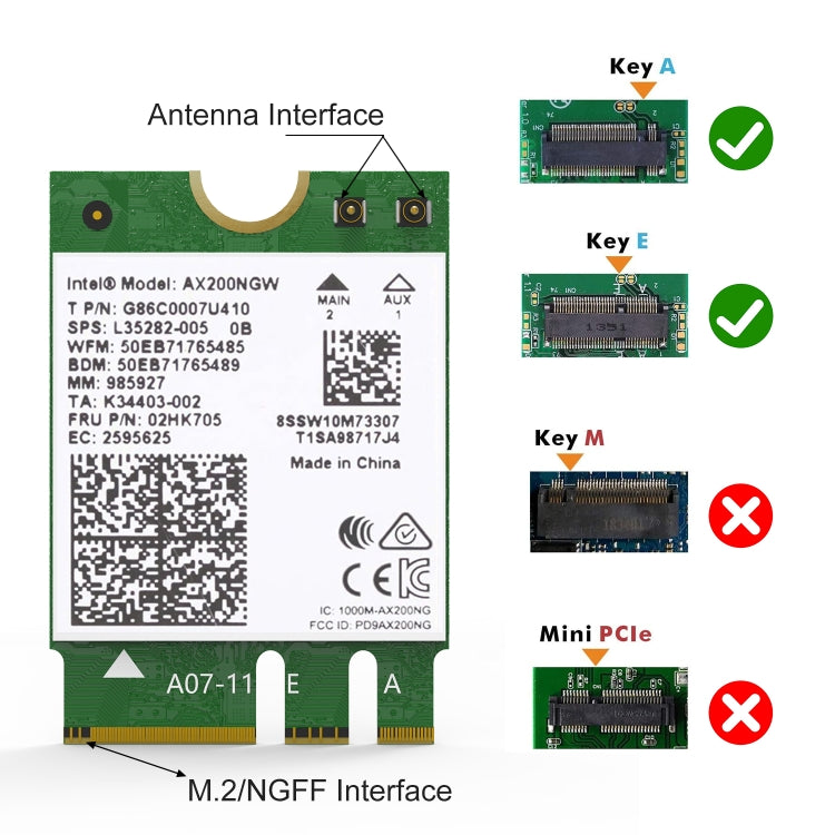 WAVLINK WN675X2M 2.4GHz/5GHz Dual Band WiFi 6 AX3000 M.2 Module BT5.2  Network Card