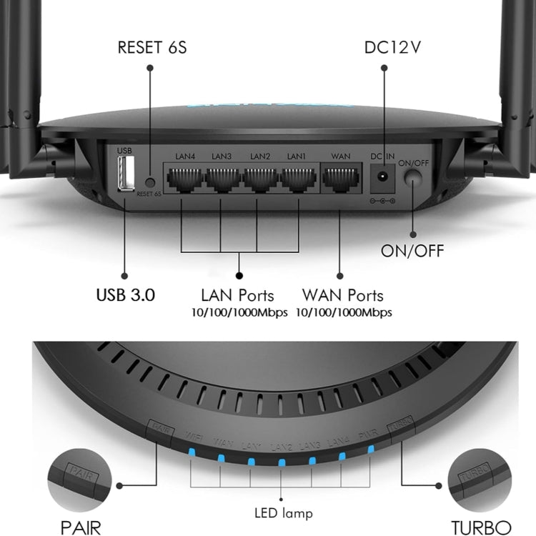 WAVLINK WN531P3 WAN / LAN Port Signal Booster Wireless Repeater AC1200 Wireless Routers