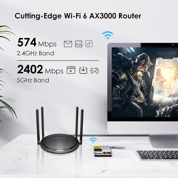 WAVLINK WN531MX3 Wider Coverage AX3000 WiFi 6 Wireless Routers Dual Band Wireless Repeater My Store