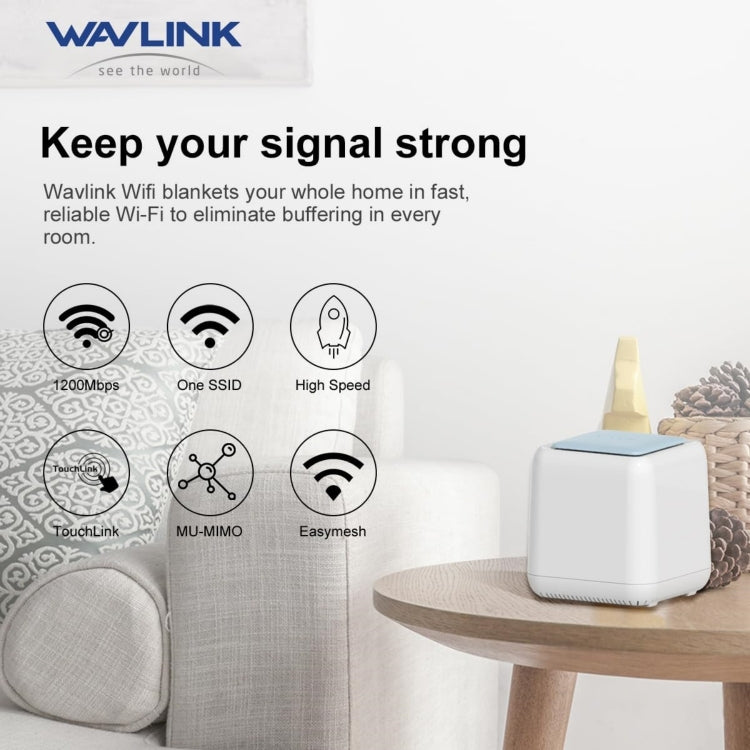 WAVLINK WN535M2 For Home Office 2pcs Mesh Wireless Router AC1200 Dual Band WiFi Signal Booster