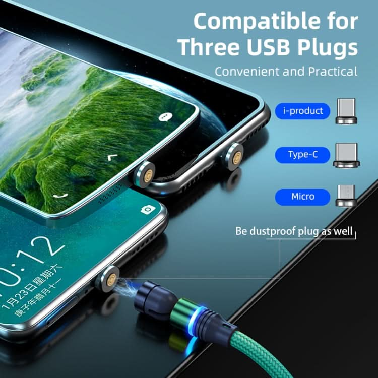 ENKAY 3 in 1 3A USB to Type-C / 8 Pin / Micro USB Magnetic 540 Degrees Rotating Fast Charging Cable