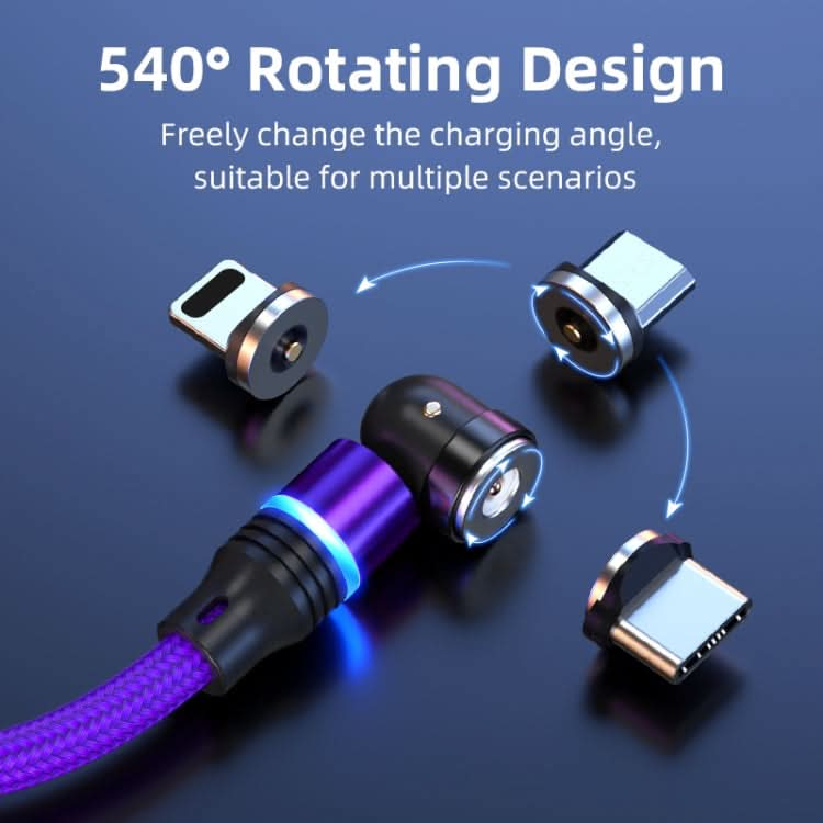 ENKAY 3 in 1 2.4A USB to Type-C / 8 Pin / Micro USB Magnetic 540 Degrees Rotating Charging Cable