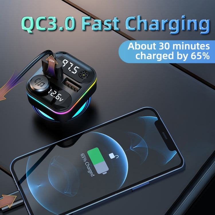 C37 Car QC3.0 20W Fast Charger LED Backlit Atmosphere Light MP3 Player Bluetooth FM Transmitter ÎҵÄÉ̵ê