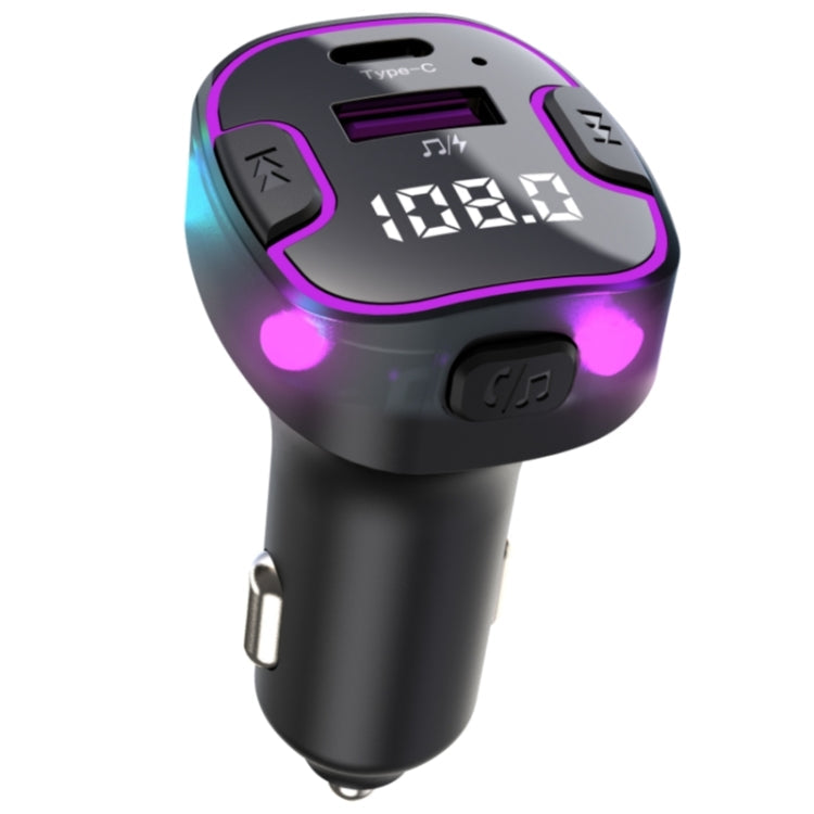 C49 With Type-C+USB Port FM Transmitter Car Bluetooth Adapter Ambient Light MP3 Music Player ÎҵÄÉ̵ê