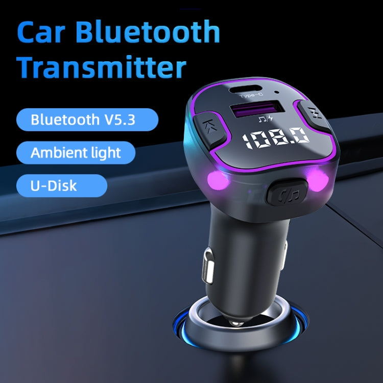 C49 With Type-C+USB Port FM Transmitter Car Bluetooth Adapter Ambient Light MP3 Music Player ÎҵÄÉ̵ê